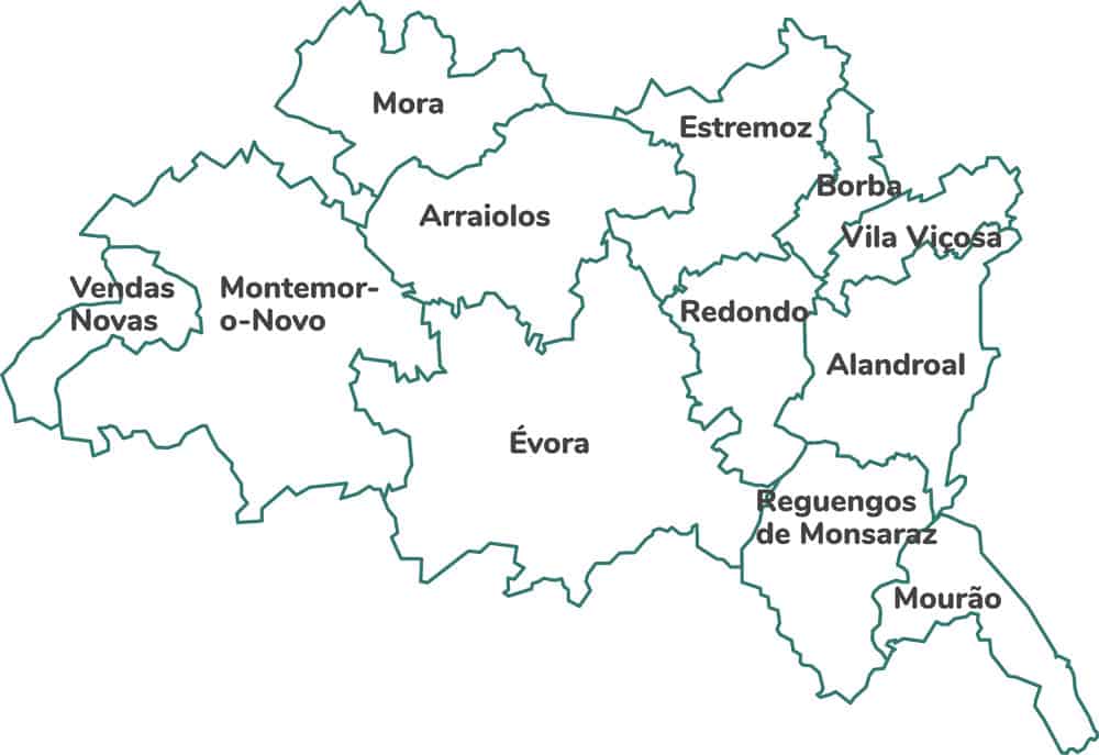 mapa Évora